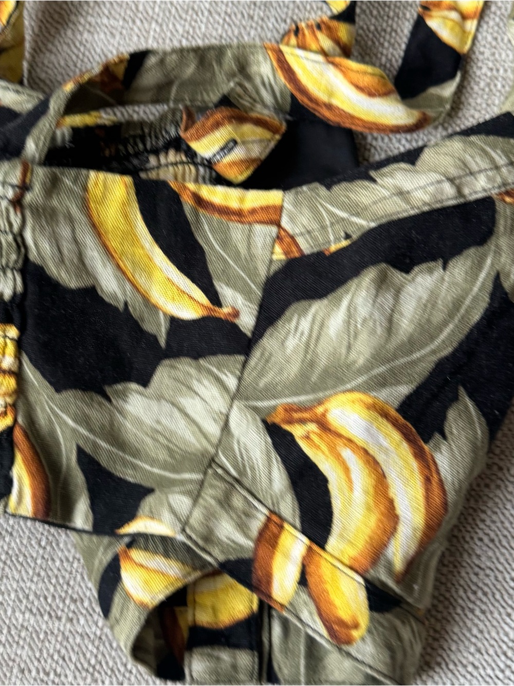 Black banana leaf Tropical print Button-Front Crop bustier Tank Top size Small - Picture 7 of 7
